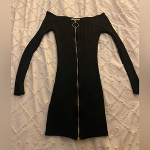 Black dress with front zipper